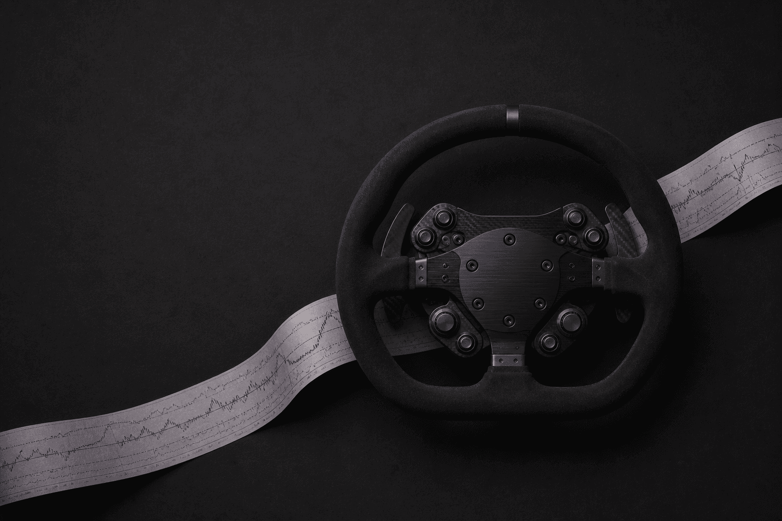 Racing wheel presented with a printed telemetry trace